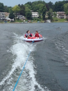 Samuel tubing with our camp family assistant. We had SO much fun!